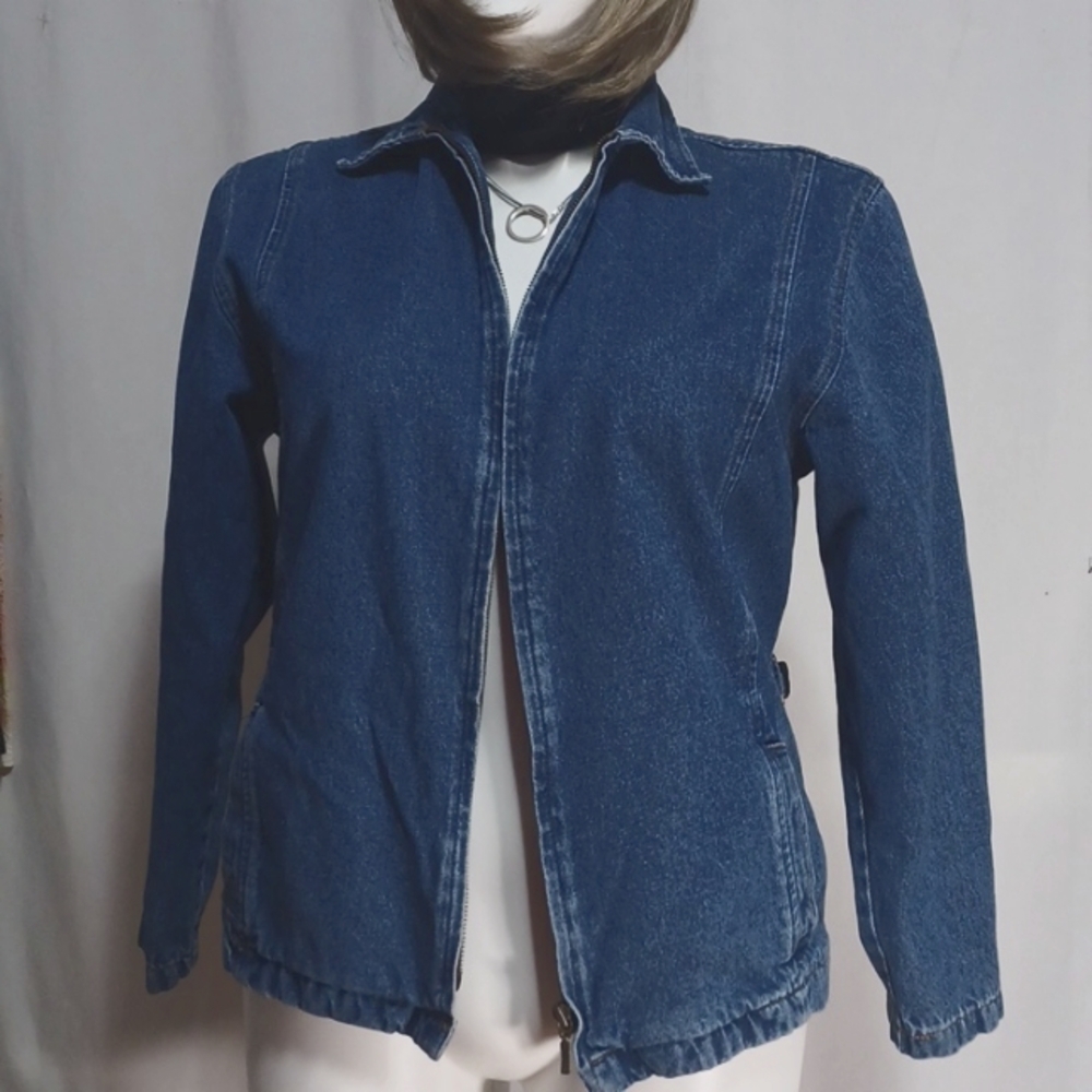 Custom womens jean jacket size m in a beautiful cotton denim